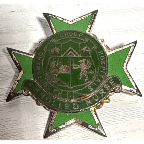 Southmead Group Hospital Enrolled Nurse Pin Bristol UK July 1969 Green Ham - Picture 1 of 4